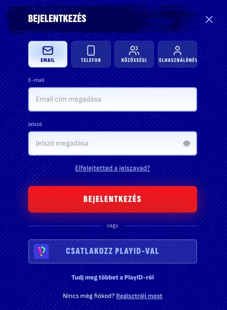 Bejelentkezési űrlap a Bankonbet casino